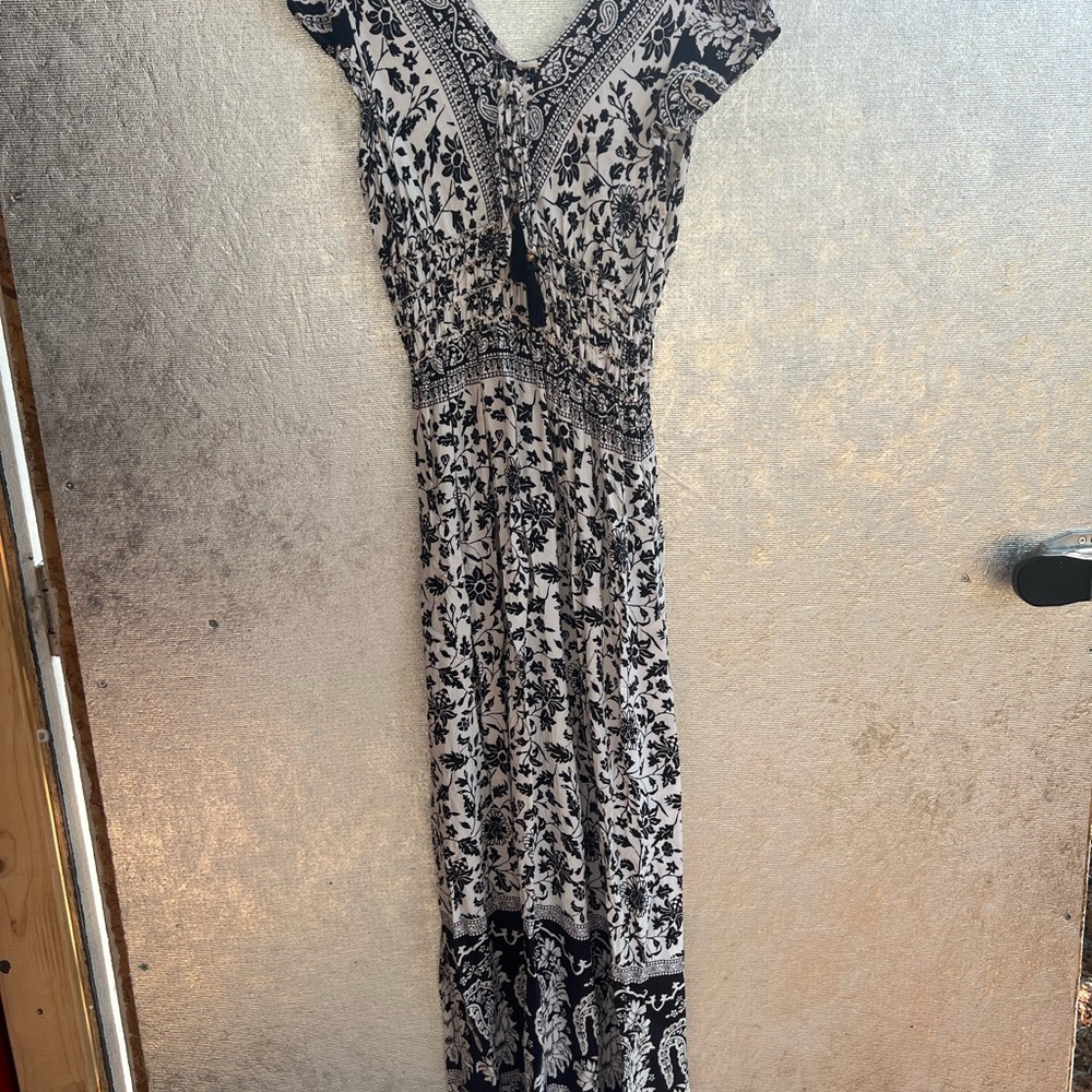 Angie Black and White Floral Maxi Dress